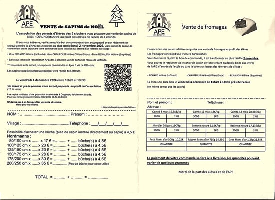 Commande de sapins et fromages